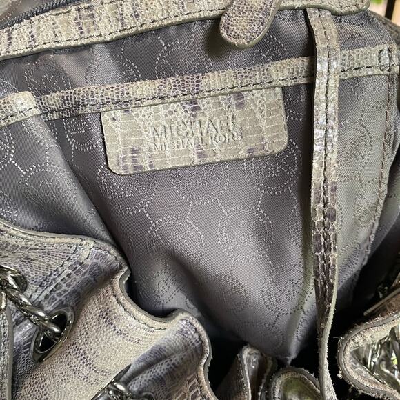 Michael Kors Sueded Leather Grey Snakeskin Purse - Picture 6 of 9